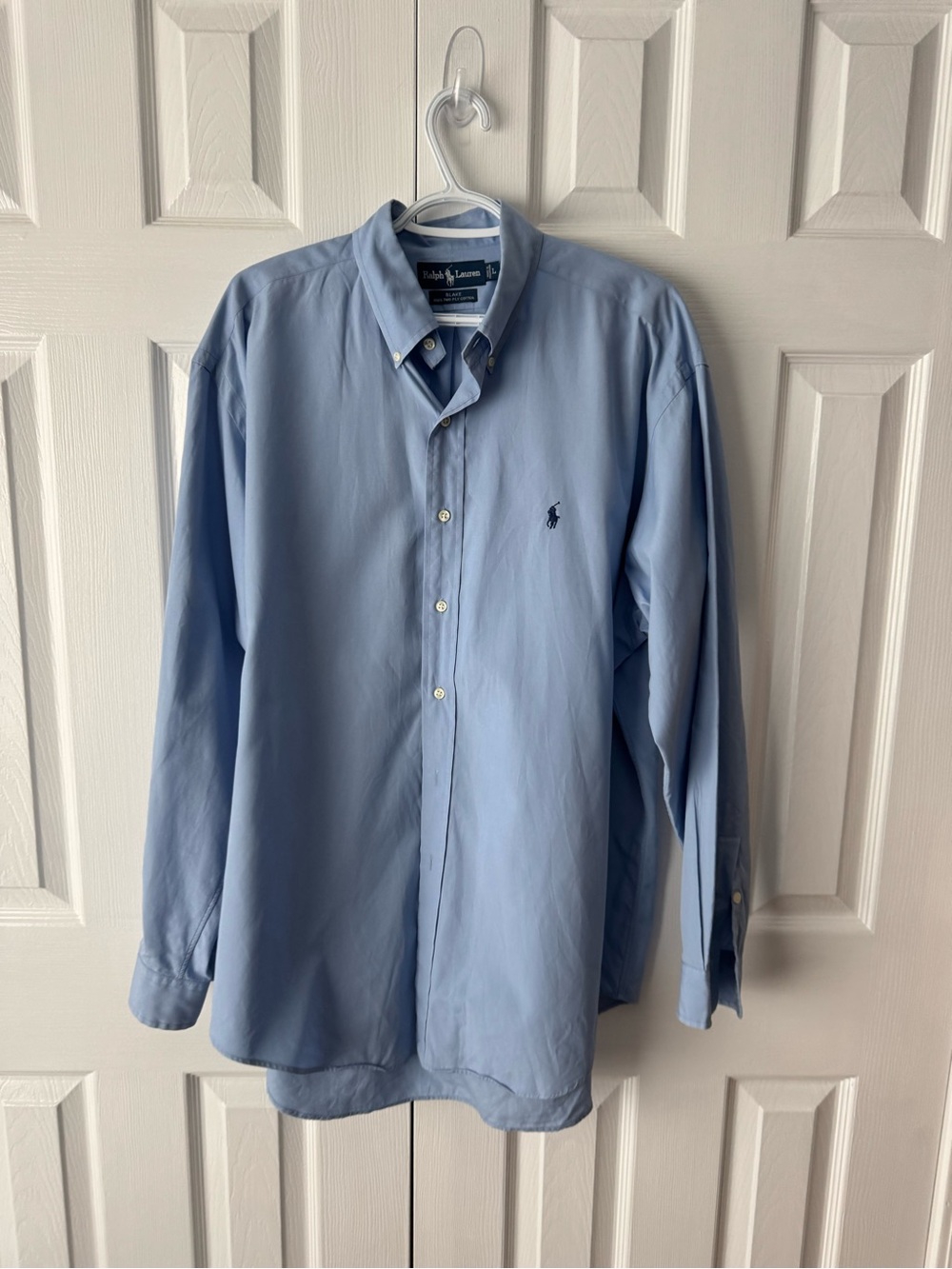 Polo Ralph Lauren Vintage Blake Cotton Baby Blue Button Down Dress Shirt L